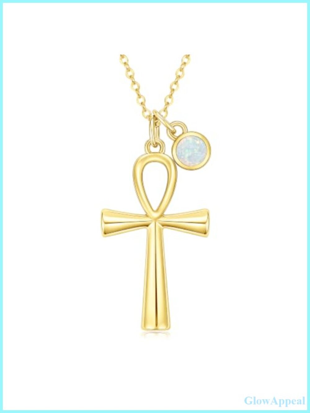 14K Gold Plated Ankh Cross Birthstone Pendant Necklace
